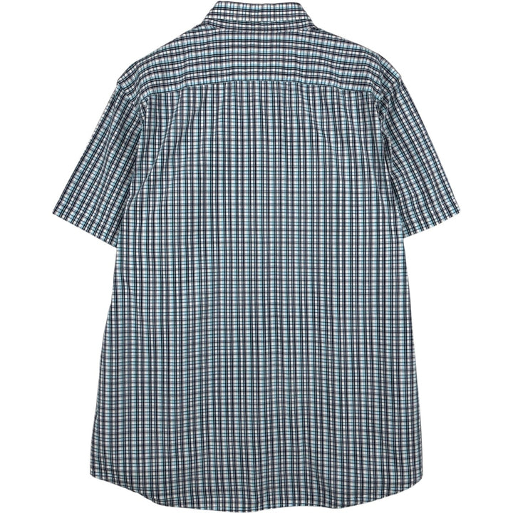 Banana Republic Short-Sleeve Button-Down Check Shirt, Men's Size L (approx.) cotton Blue type light blue Vintage Second Hand