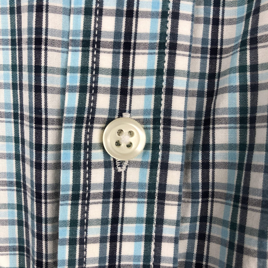 Banana Republic Short-Sleeve Button-Down Check Shirt, Men's Size L (approx.) cotton Blue type light blue Vintage Second Hand