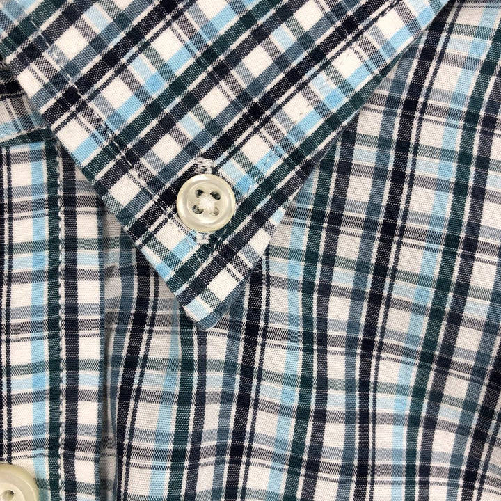 Banana Republic Short-Sleeve Button-Down Check Shirt, Men's Size L (approx.) cotton Blue type light blue Vintage Second Hand
