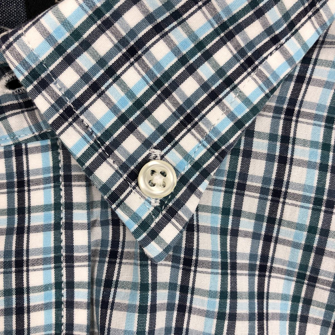 Banana Republic Short-Sleeve Button-Down Check Shirt, Men's Size L (approx.) cotton Blue type light blue Vintage Second Hand