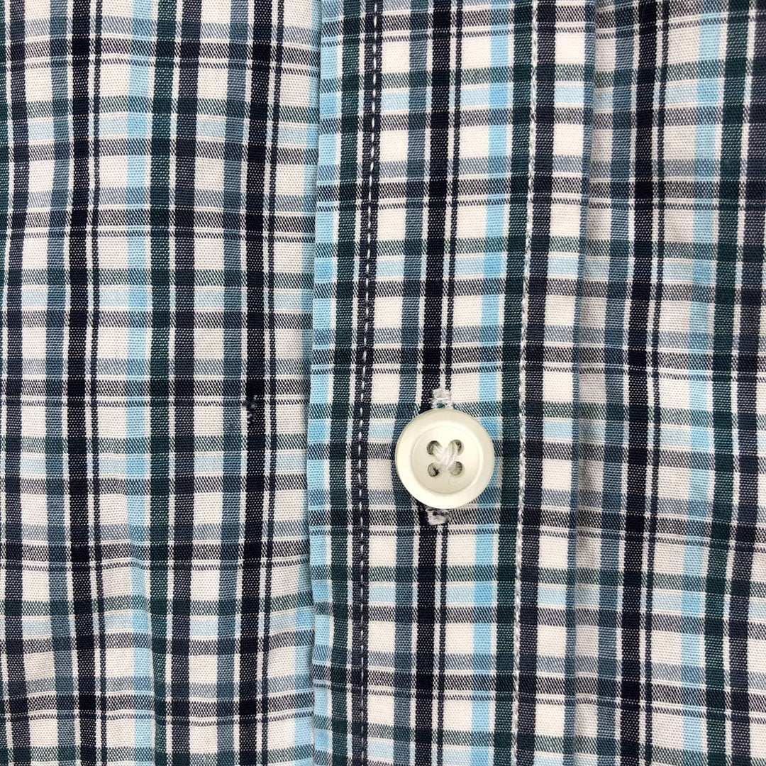 Banana Republic Short-Sleeve Button-Down Check Shirt, Men's Size L (approx.) cotton Blue type light blue Vintage Second Hand
