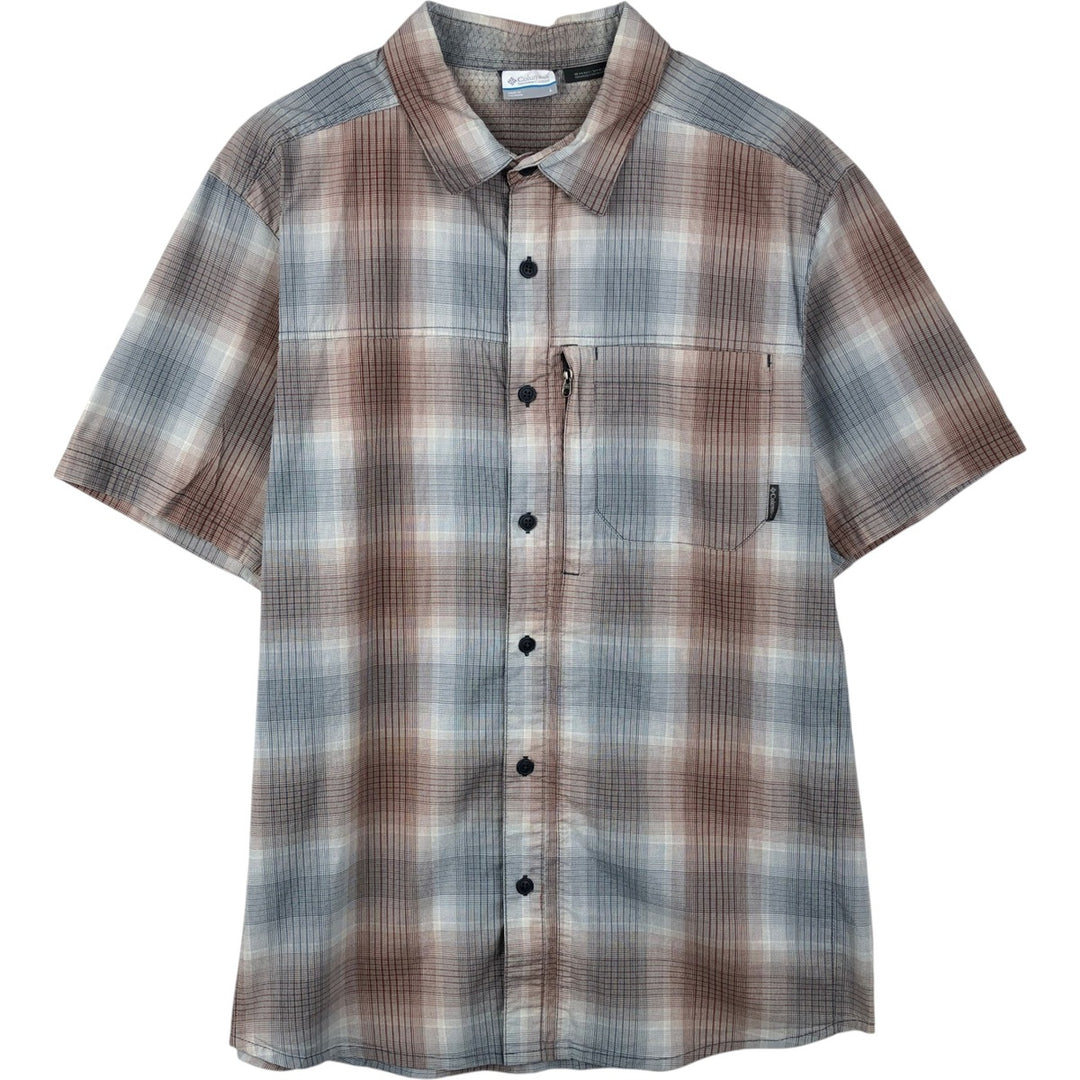 Columbia OMNI-WICK Ombre Check Short-Sleeve Cotton Check Shirt (Men's Size L) cotton red type Vintage Second Hand