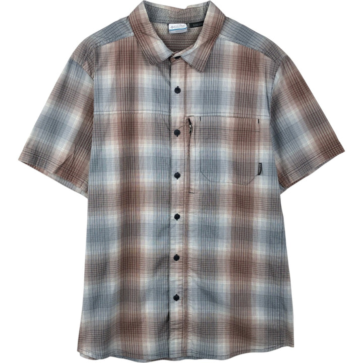 Columbia OMNI-WICK Ombre Check Short-Sleeve Cotton Check Shirt (Men's Size L) cotton red type Vintage Second Hand
