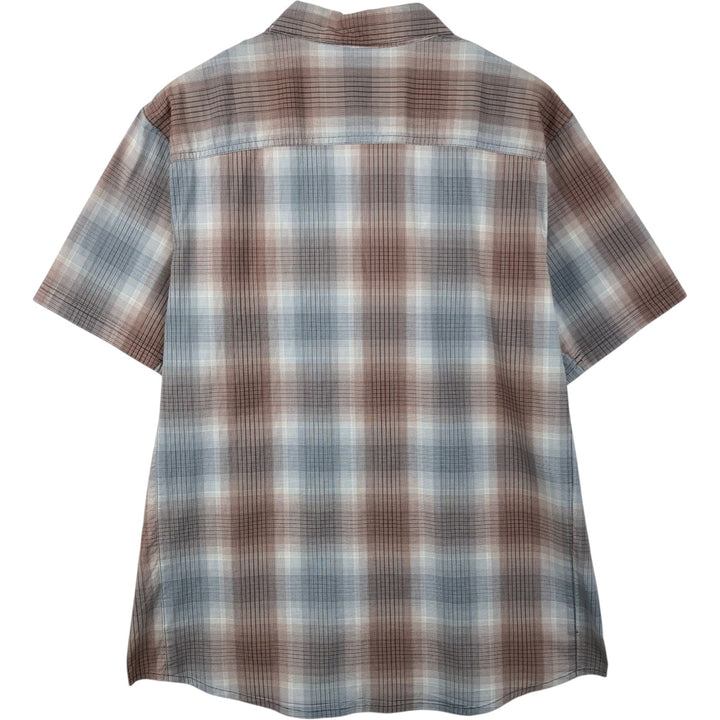 Columbia OMNI-WICK Ombre Check Short-Sleeve Cotton Check Shirt (Men's Size L) cotton red type Vintage Second Hand
