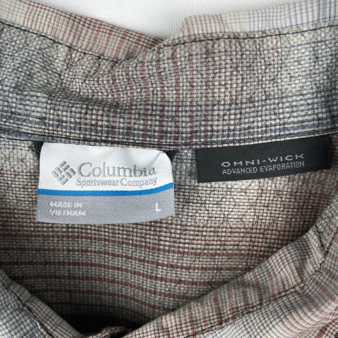 Columbia OMNI-WICK Ombre Check Short-Sleeve Cotton Check Shirt (Men's Size L) cotton red type Vintage Second Hand