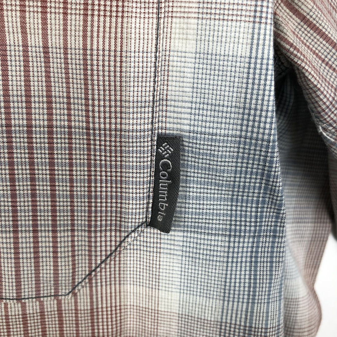 Columbia OMNI-WICK Ombre Check Short-Sleeve Cotton Check Shirt (Men's Size L) cotton red type Vintage Second Hand