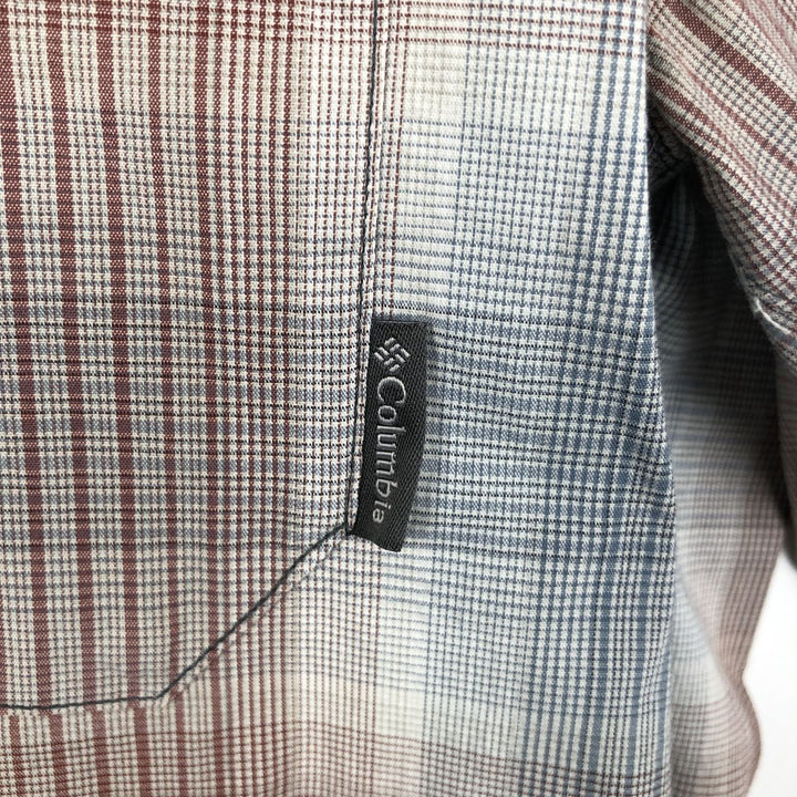 Columbia OMNI-WICK Ombre Check Short-Sleeve Cotton Check Shirt (Men's Size L) cotton red type Vintage Second Hand