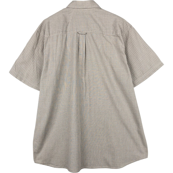 00'S Columbia Short Sleeve Button Down Check Shirt Men's Size L cotton Beige type Vintage Second Hand