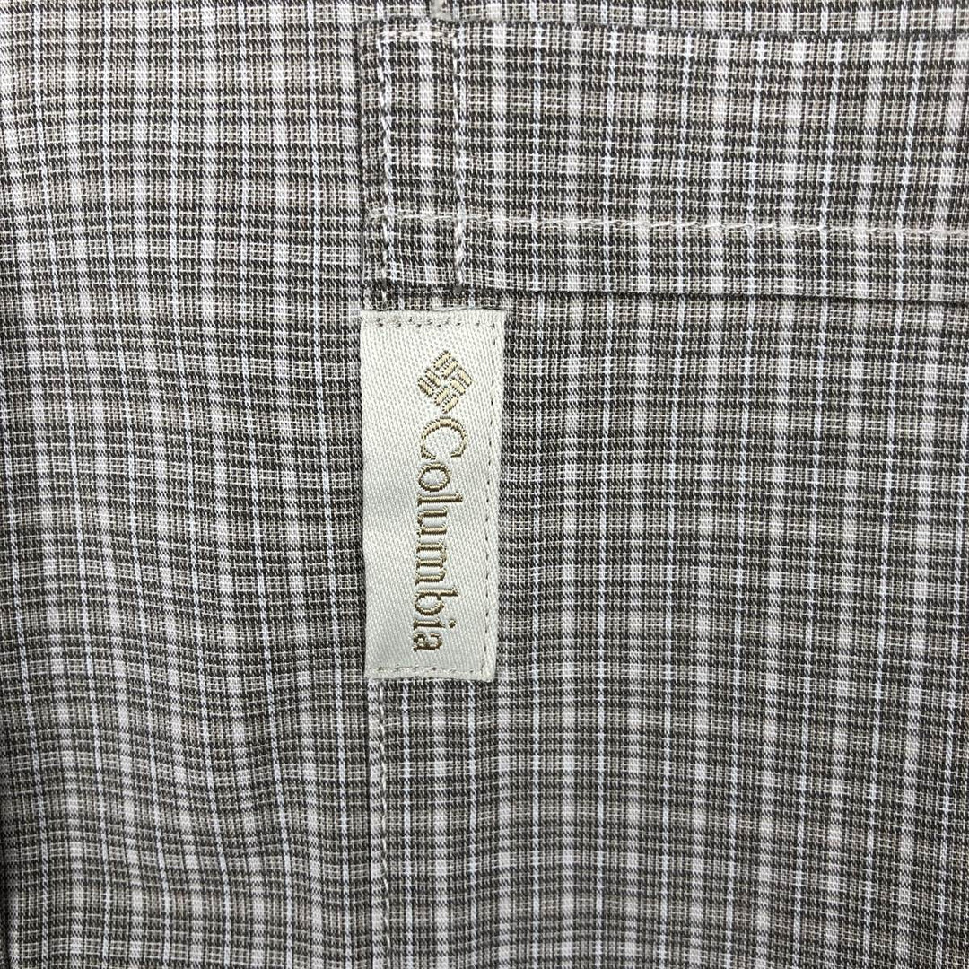 00'S Columbia Short Sleeve Button Down Check Shirt Men's Size L cotton Beige type Vintage Second Hand