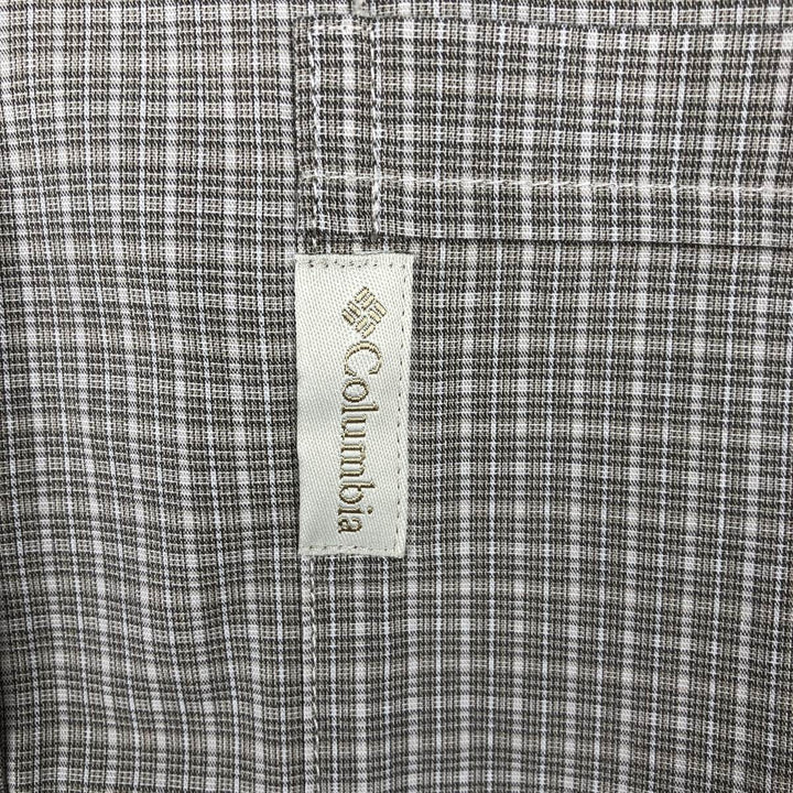 00'S Columbia Short Sleeve Button Down Check Shirt Men's Size L cotton Beige type Vintage Second Hand