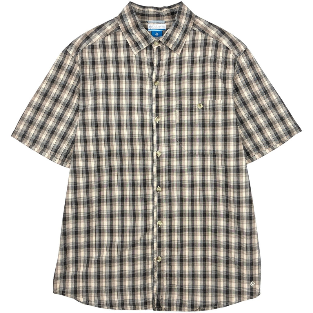 Columbia Short Sleeve Cotton Check Shirt, Men's Size M cotton Beige type Vintage Second Hand