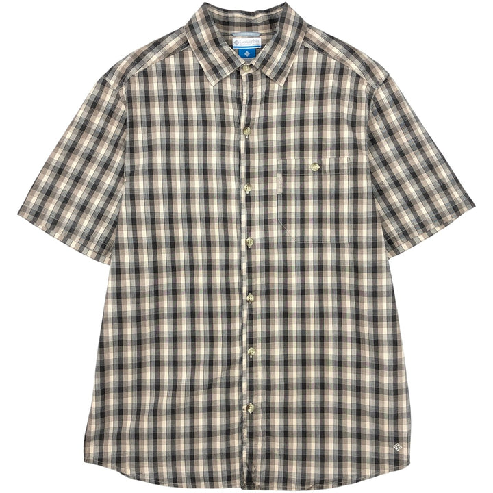 Columbia Short Sleeve Cotton Check Shirt, Men's Size M cotton Beige type Vintage Second Hand