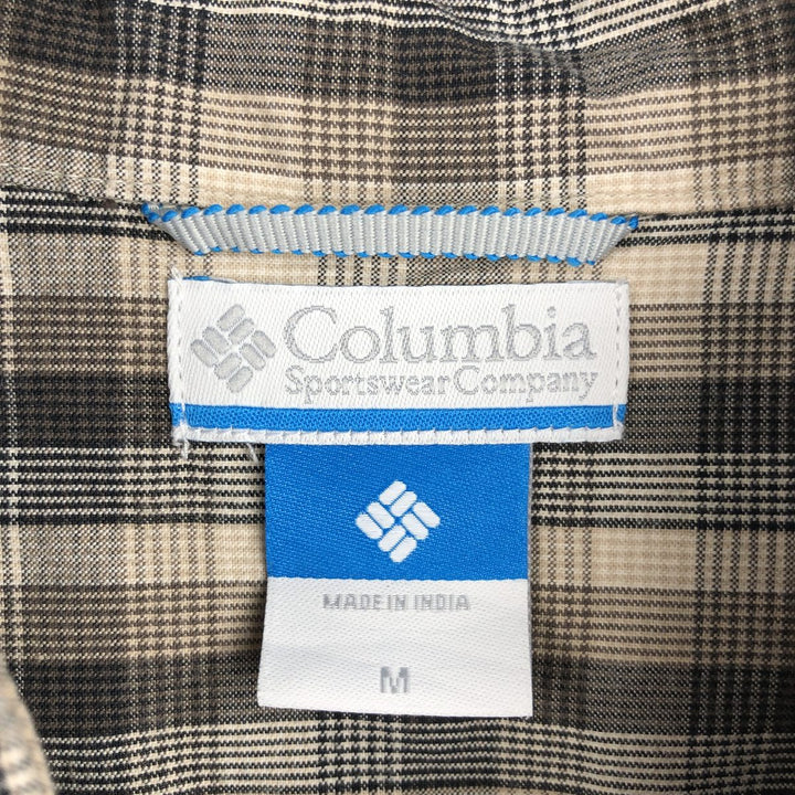 Columbia Short Sleeve Cotton Check Shirt, Men's Size M cotton Beige type Vintage Second Hand