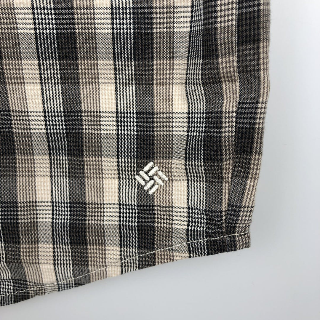 Columbia Short Sleeve Cotton Check Shirt, Men's Size M cotton Beige type Vintage Second Hand