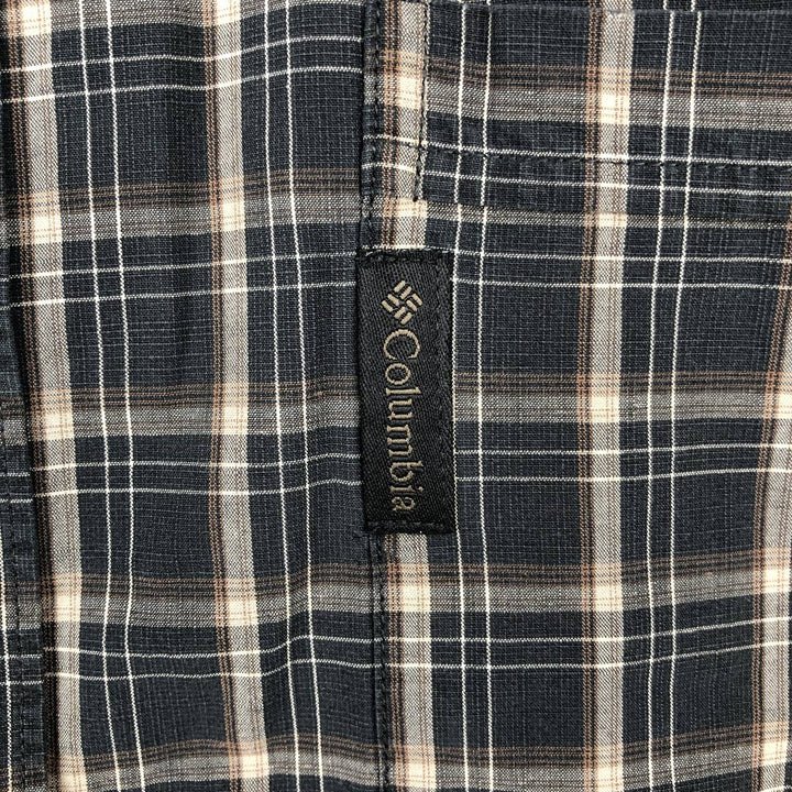 00'S Columbia Short Sleeve Button Down Check Shirt Men's XL cotton Beige type Vintage Second Hand
