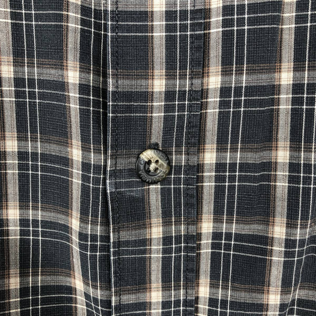 00'S Columbia Short Sleeve Button Down Check Shirt Men's XL cotton Beige type Vintage Second Hand