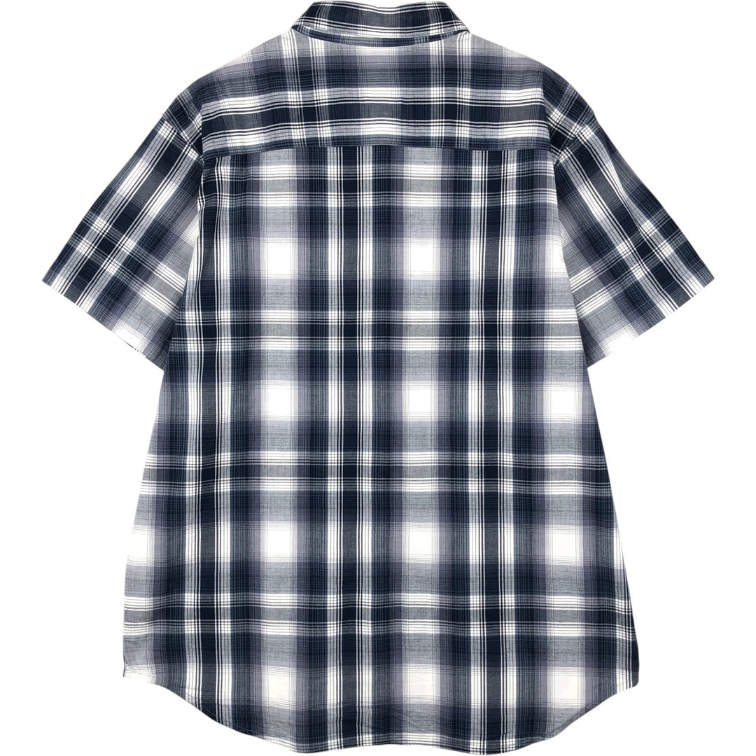 Columbia Regular Fit Ombre Check Short-Sleeve Button-Down Check Shirt (Men's Size L) cotton white type Vintage Second Hand