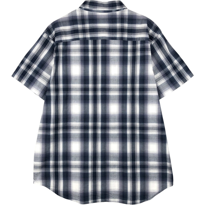 Columbia Regular Fit Ombre Check Short-Sleeve Button-Down Check Shirt (Men's Size L) cotton white type Vintage Second Hand