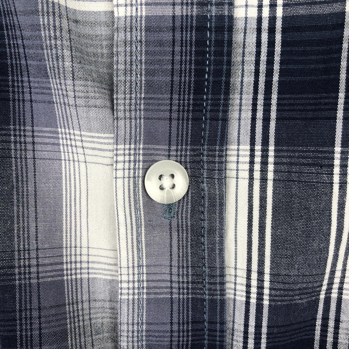 Columbia Regular Fit Ombre Check Short-Sleeve Button-Down Check Shirt (Men's Size L) cotton white type Vintage Second Hand