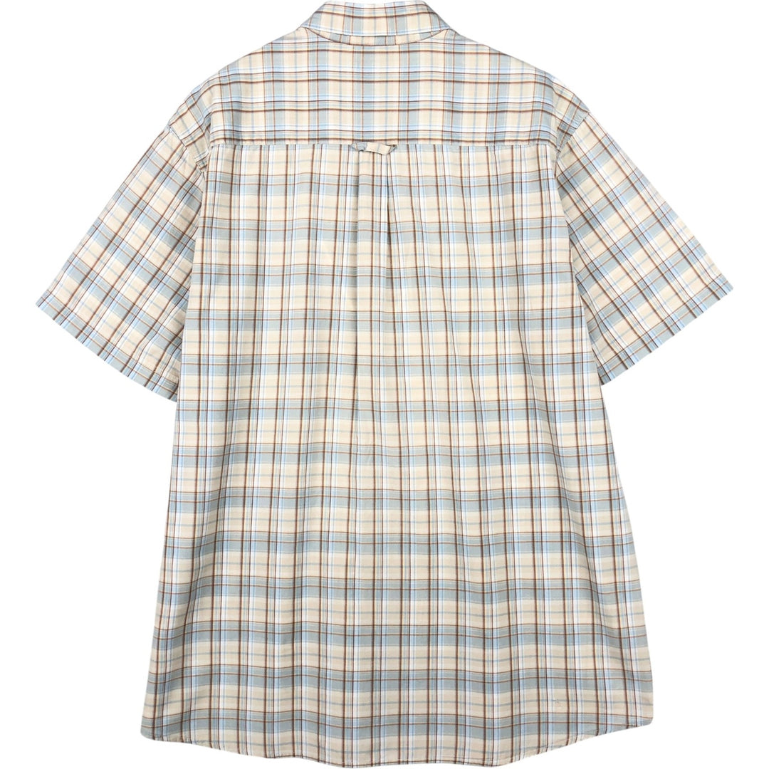 00'S Columbia Short Sleeve Button Down Check Shirt Men's Size L cotton Beige type Vintage Second Hand