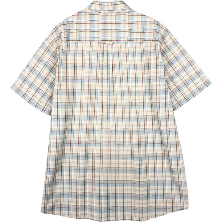 00'S Columbia Short Sleeve Button Down Check Shirt Men's Size L cotton Beige type Vintage Second Hand