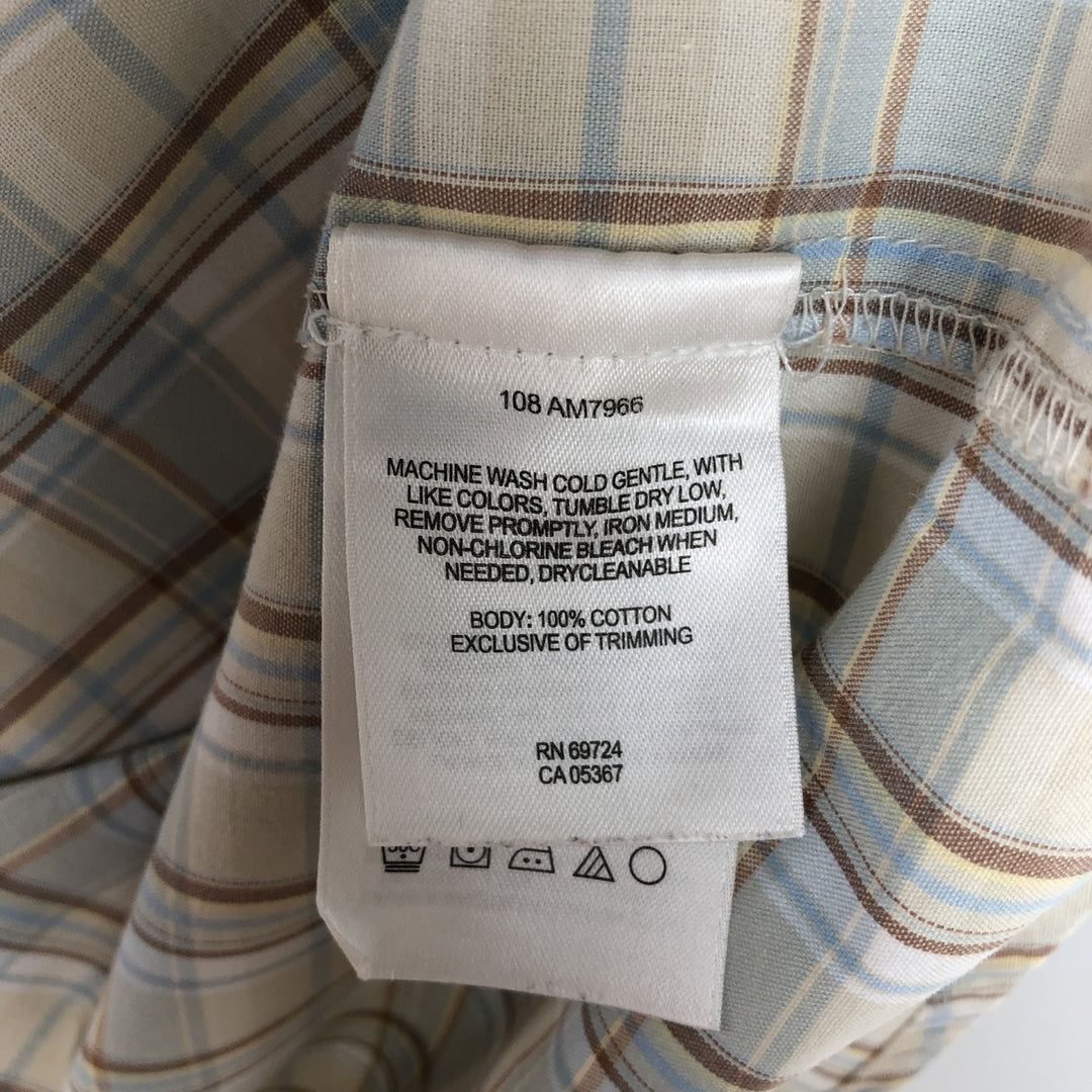 00'S Columbia Short Sleeve Button Down Check Shirt Men's Size L cotton Beige type Vintage Second Hand