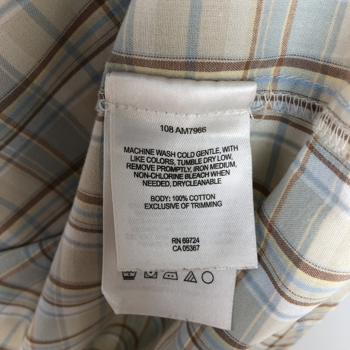00'S Columbia Short Sleeve Button Down Check Shirt Men's Size L cotton Beige type Vintage Second Hand