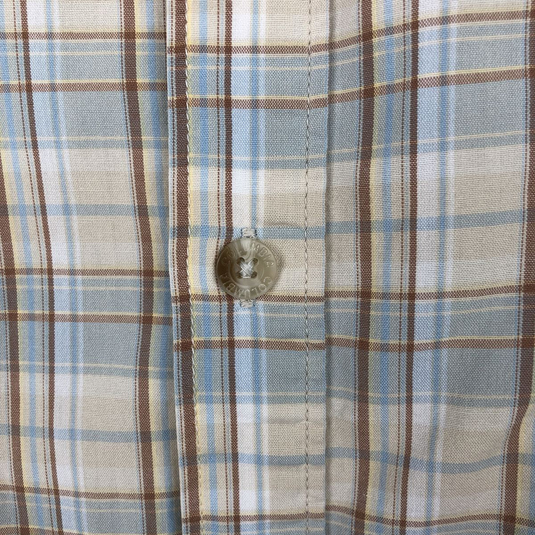 00'S Columbia Short Sleeve Button Down Check Shirt Men's Size L cotton Beige type Vintage Second Hand