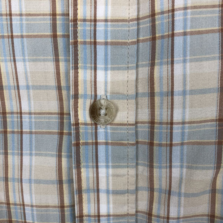 00'S Columbia Short Sleeve Button Down Check Shirt Men's Size L cotton Beige type Vintage Second Hand