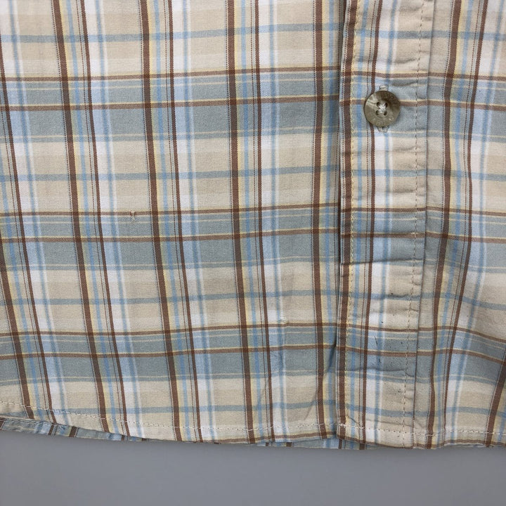 00'S Columbia Short Sleeve Button Down Check Shirt Men's Size L cotton Beige type Vintage Second Hand