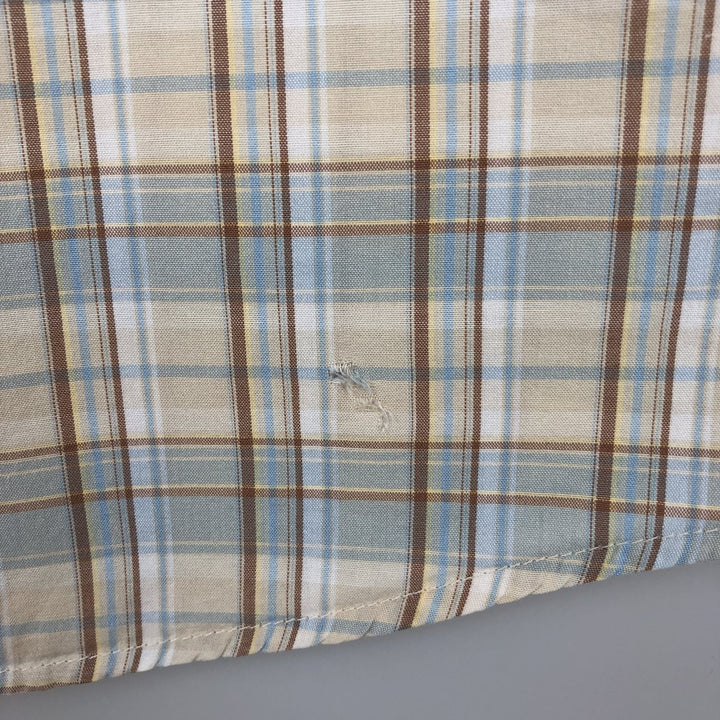 00'S Columbia Short Sleeve Button Down Check Shirt Men's Size L cotton Beige type Vintage Second Hand