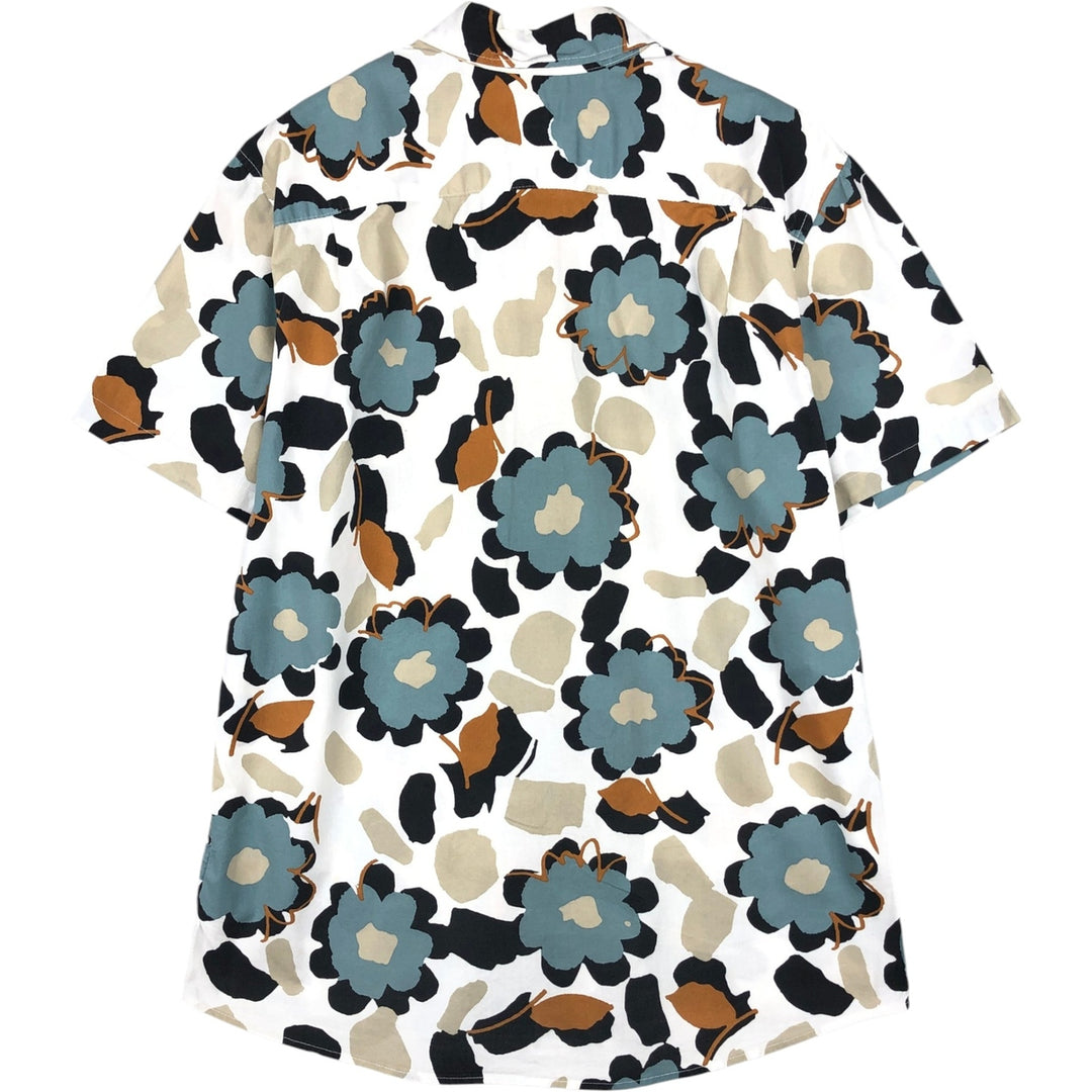 GAP Slim Fit Floral Print Short-Sleeve Cotton Check Shirt (Men's Size L) cotton white type Vintage Second Hand