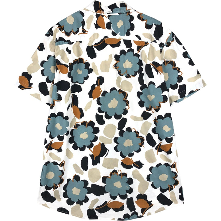 GAP Slim Fit Floral Print Short-Sleeve Cotton Check Shirt (Men's Size L) cotton white type Vintage Second Hand