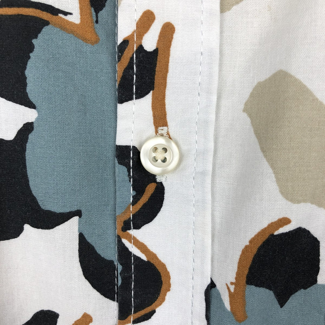 GAP Slim Fit Floral Print Short-Sleeve Cotton Check Shirt (Men's Size L) cotton white type Vintage Second Hand