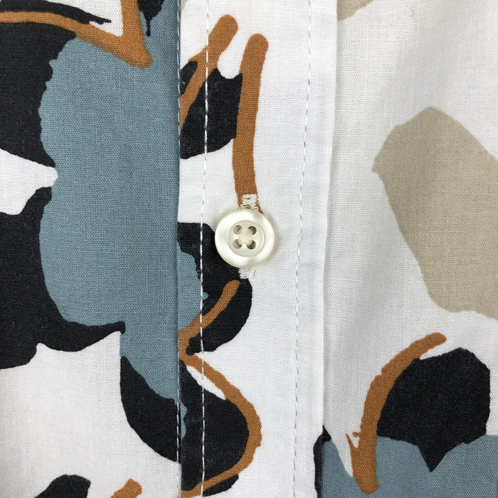 GAP Slim Fit Floral Print Short-Sleeve Cotton Check Shirt (Men's Size L) cotton white type Vintage Second Hand