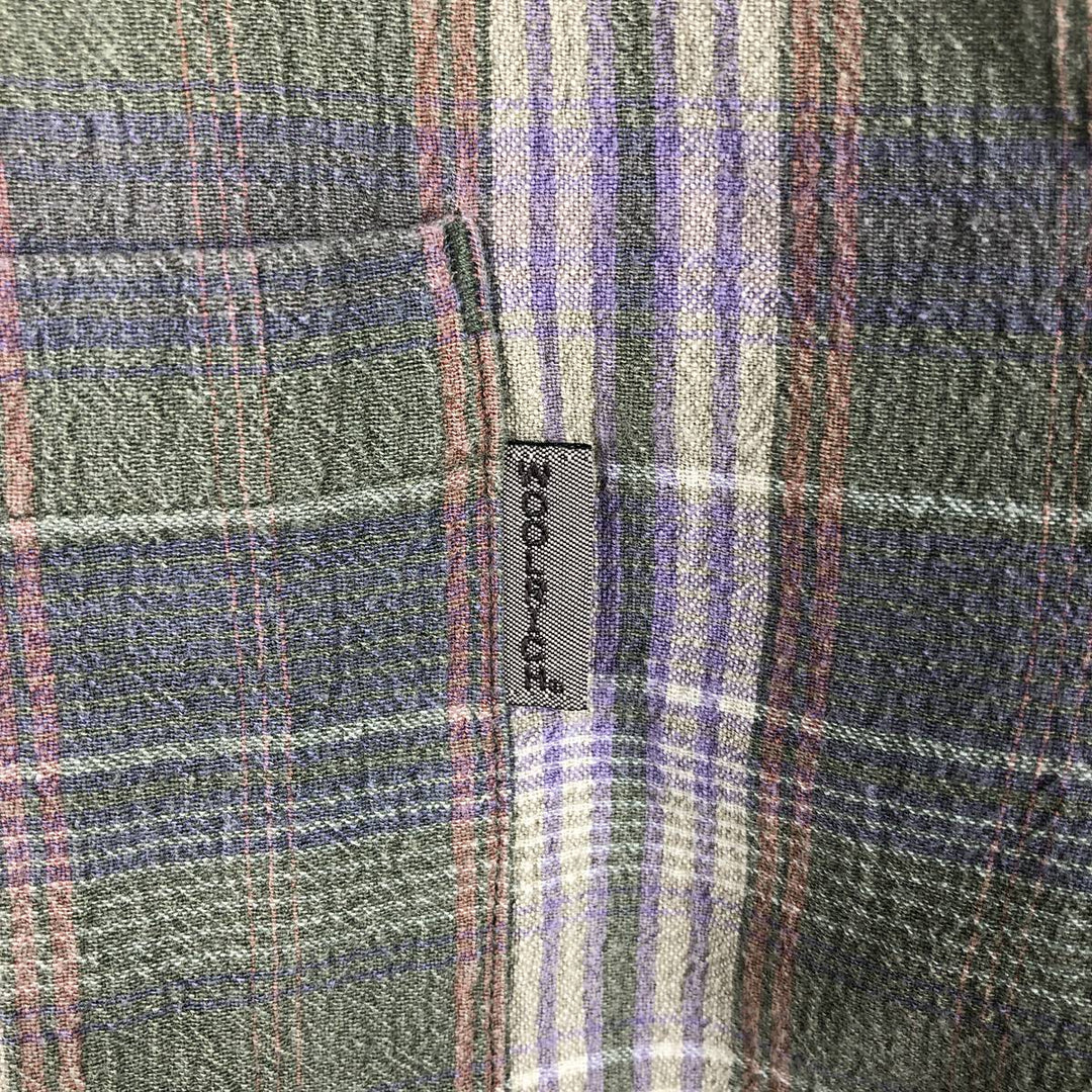 WOOLRICH Short Sleeve Button Down Check Shirt Men's Size L cotton Khaki type Vintage Second Hand