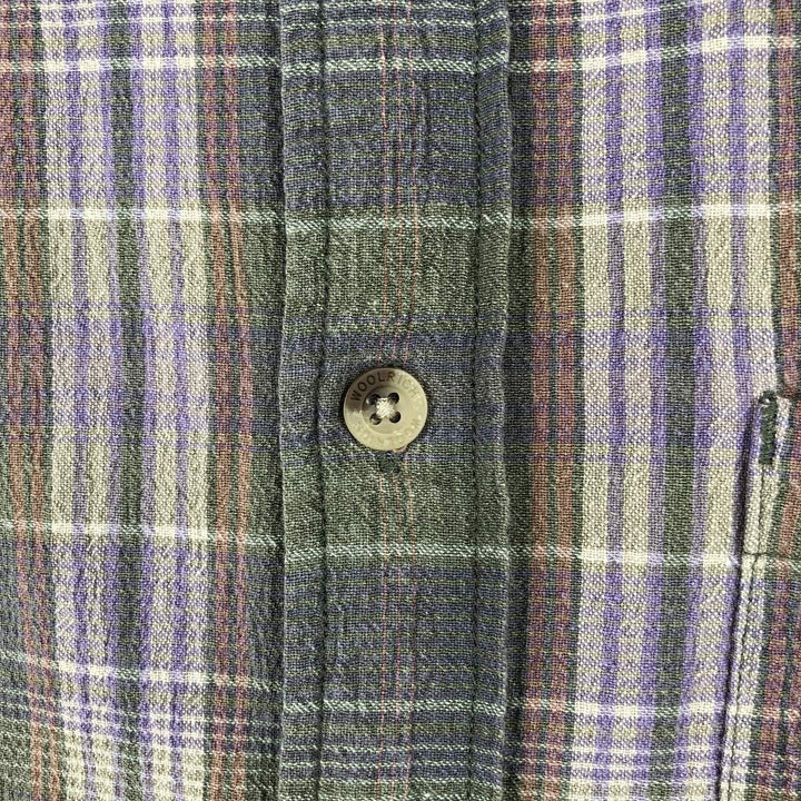 WOOLRICH Short Sleeve Button Down Check Shirt Men's Size L cotton Khaki type Vintage Second Hand