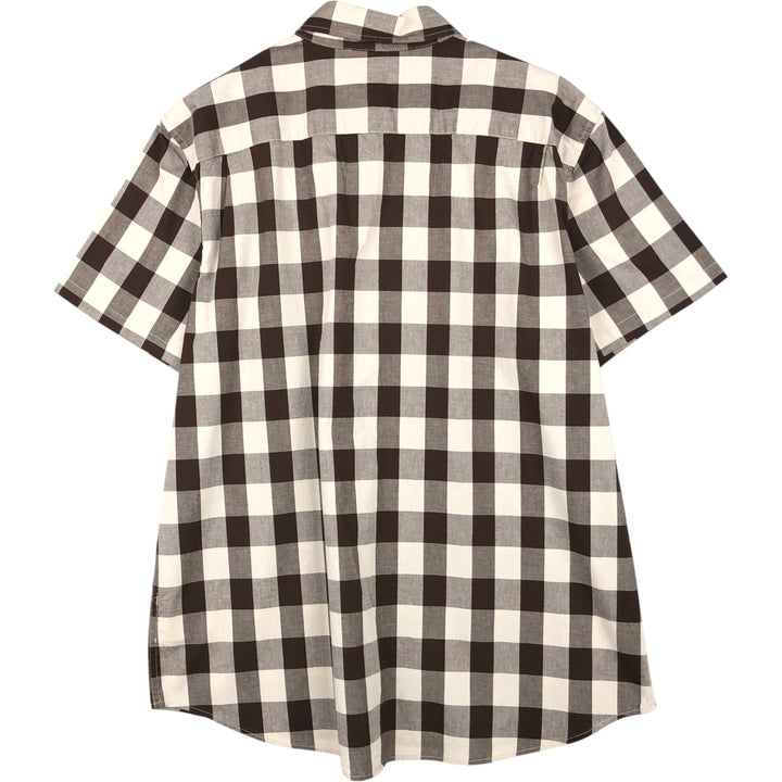 GAP Slim Fit Short-Sleeve Cotton Check Shirt, Men's Size XL (approx.) cotton brown type Vintage Second Hand