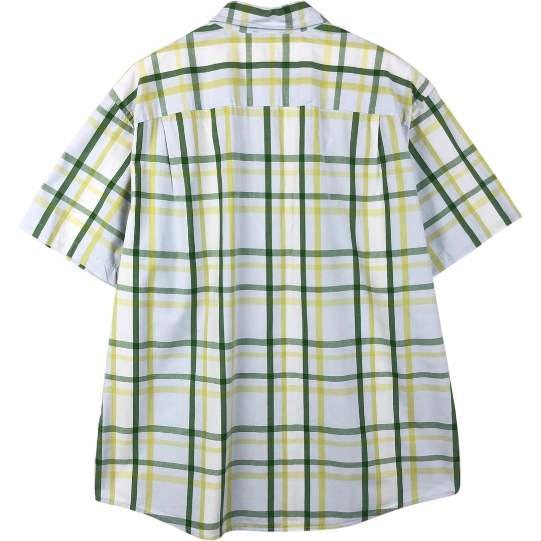GAP RELAXED Short-Sleeve Cotton Check Shirt, Men's Size XL (approx.) cotton green type Vintage Second Hand