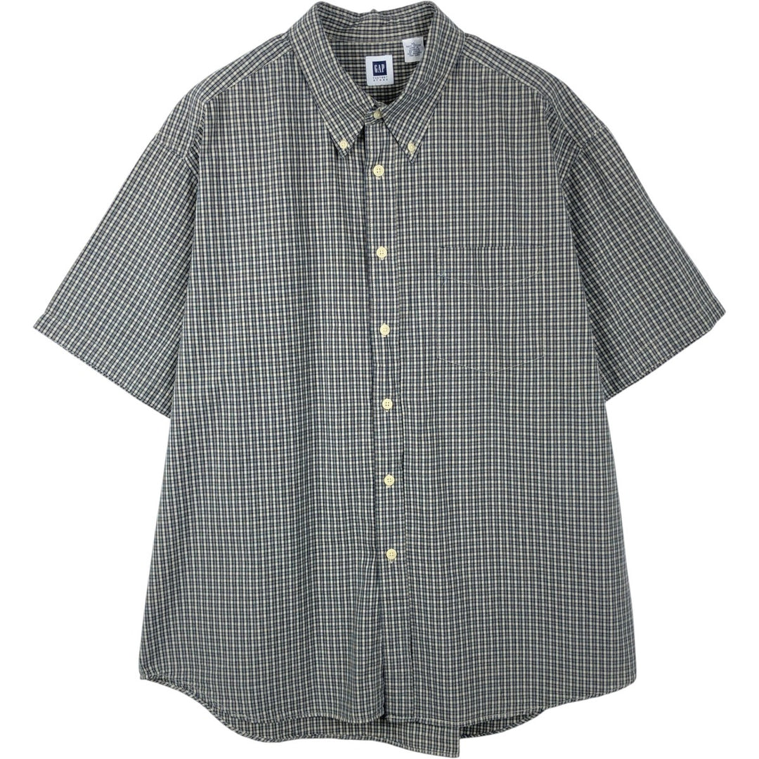 GAP Short-Sleeve Button-Down Check Shirt, Men's Size XL (approx.) cotton navy blue type Vintage Second Hand