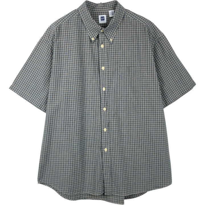 GAP Short-Sleeve Button-Down Check Shirt, Men's Size XL (approx.) cotton navy blue type Vintage Second Hand