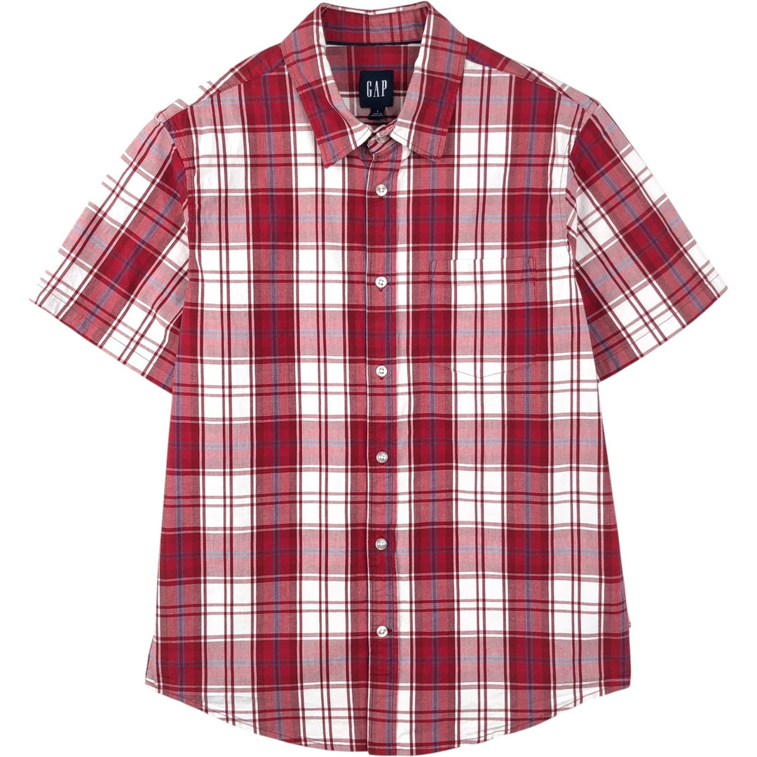 2000'S GAP Short-Sleeve Cotton Check Shirt, Men's Size L (approx.) cotton red type Vintage Second Hand
