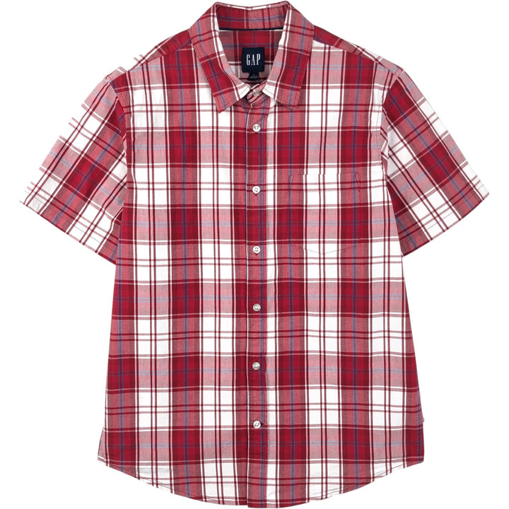 2000'S GAP Short-Sleeve Cotton Check Shirt, Men's Size L (approx.) cotton red type Vintage Second Hand
