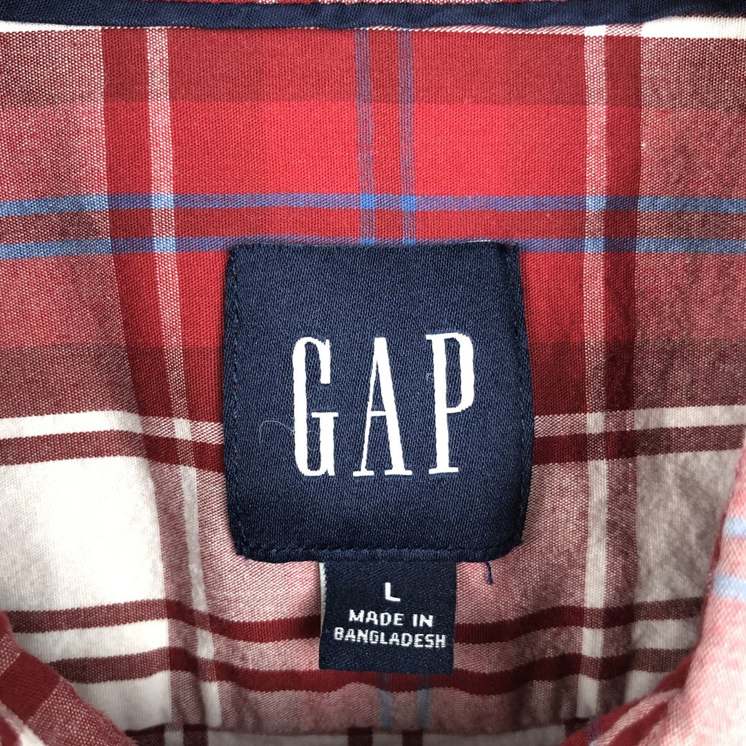 2000'S GAP Short-Sleeve Cotton Check Shirt, Men's Size L (approx.) cotton red type Vintage Second Hand