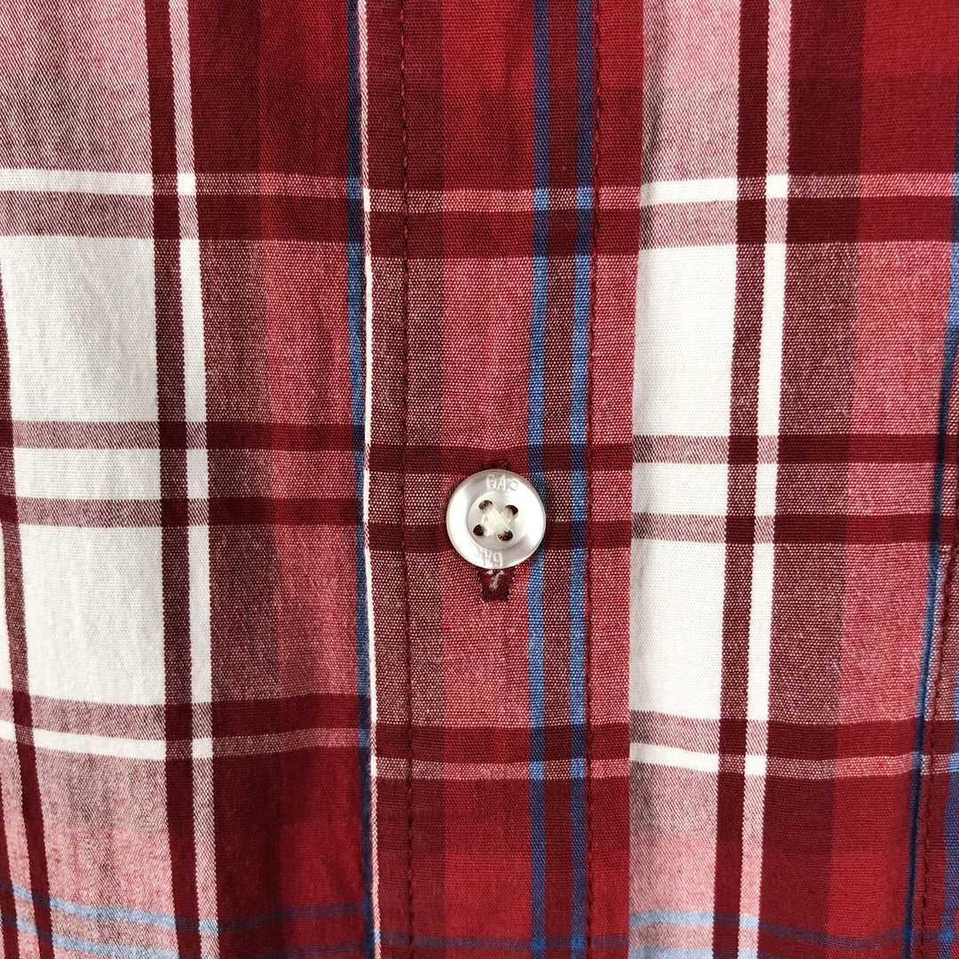 2000'S GAP Short-Sleeve Cotton Check Shirt, Men's Size L (approx.) cotton red type Vintage Second Hand