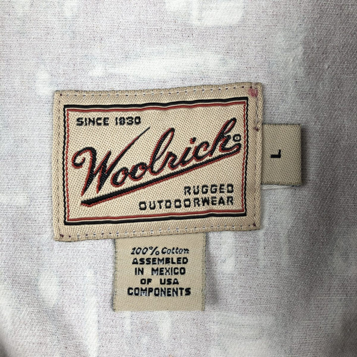 WOOLRICH All-Over Print Short Sleeve Button-Down Shirt, Men's Size L cotton bordeaux Vintage Second Hand