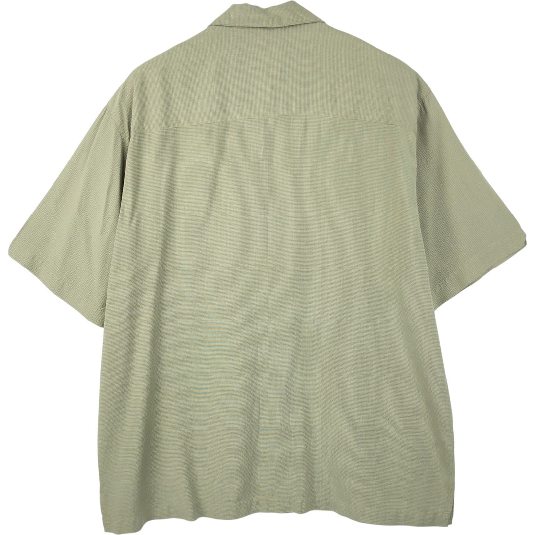 Woolrich WOOLRICH all-over print wide collar short-sleeved polyester shirt, boxy fit, men's size L (approx.) Polynosic Khaki type sage green Vintage Second Hand