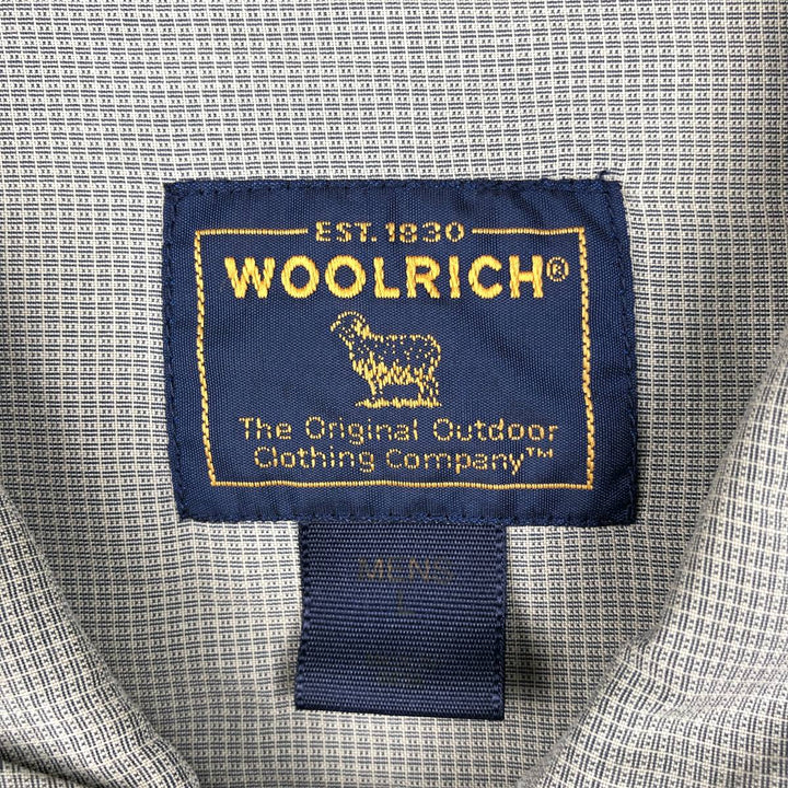 Woolrich WOOLRICH all-over print wide collar short-sleeved polyester shirt, boxy fit, men's size L (approx.) Polynosic Khaki type sage green Vintage Second Hand