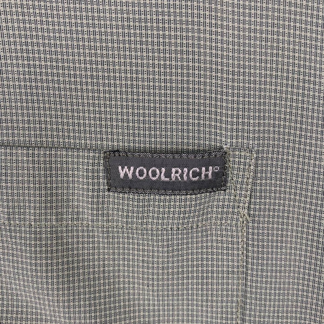 Woolrich WOOLRICH all-over print wide collar short-sleeved polyester shirt, boxy fit, men's size L (approx.) Polynosic Khaki type sage green Vintage Second Hand