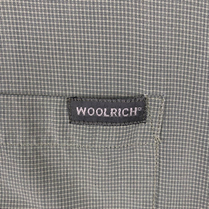 Woolrich WOOLRICH all-over print wide collar short-sleeved polyester shirt, boxy fit, men's size L (approx.) Polynosic Khaki type sage green Vintage Second Hand